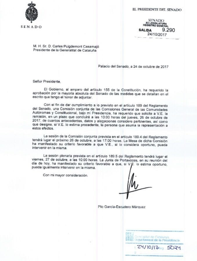 Notificacin senado puigdemont