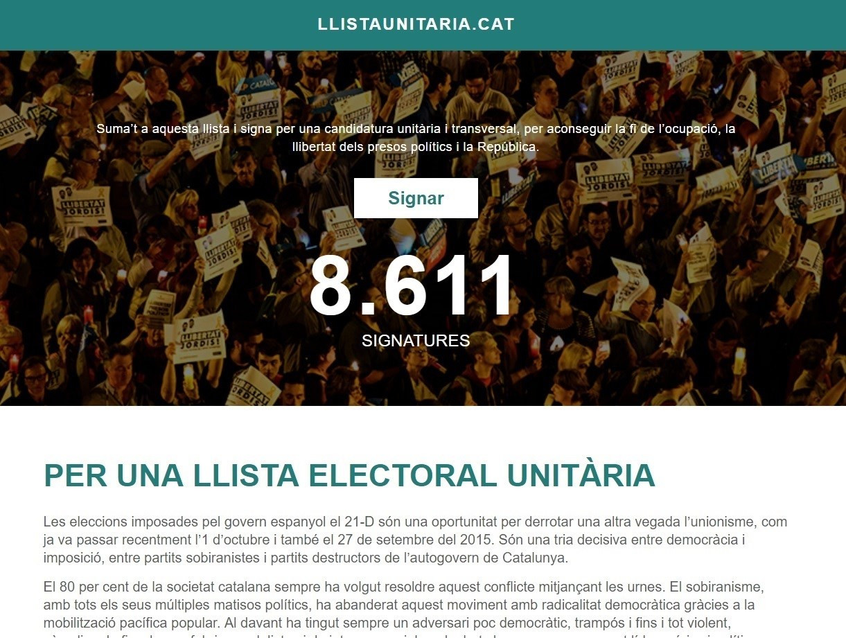 Web llista unitaria puigdemont