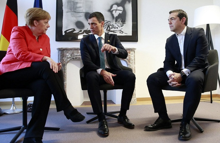 Merkel pedro sanchez tsipras 29062018