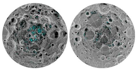 Imagen del hielo descubierto en la Luna. NASA