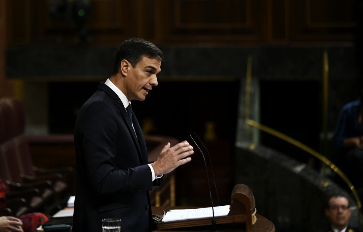 El presidente del Gobierno, Pedro Sánchez, en el Congreso