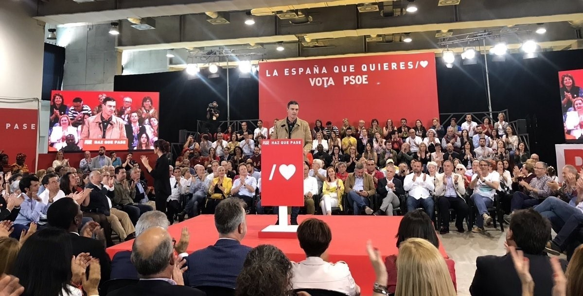 EuropaPress 2065222 El líder del PSOE y presidente del Gobierno Pedro Sánchez en un mitin en Las Palmas