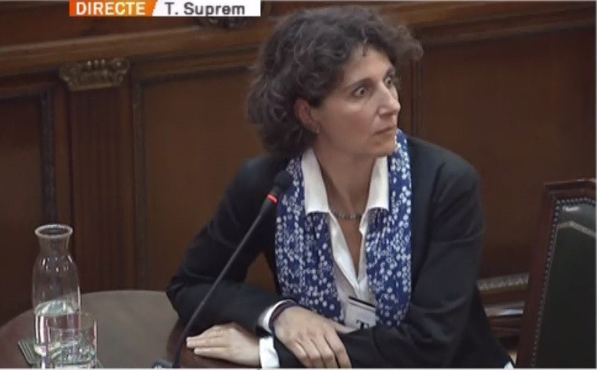 Marina Garcés durante el juicio del Procés