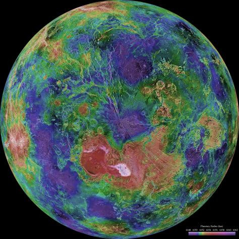 Mapa de las temperaturas de Venus