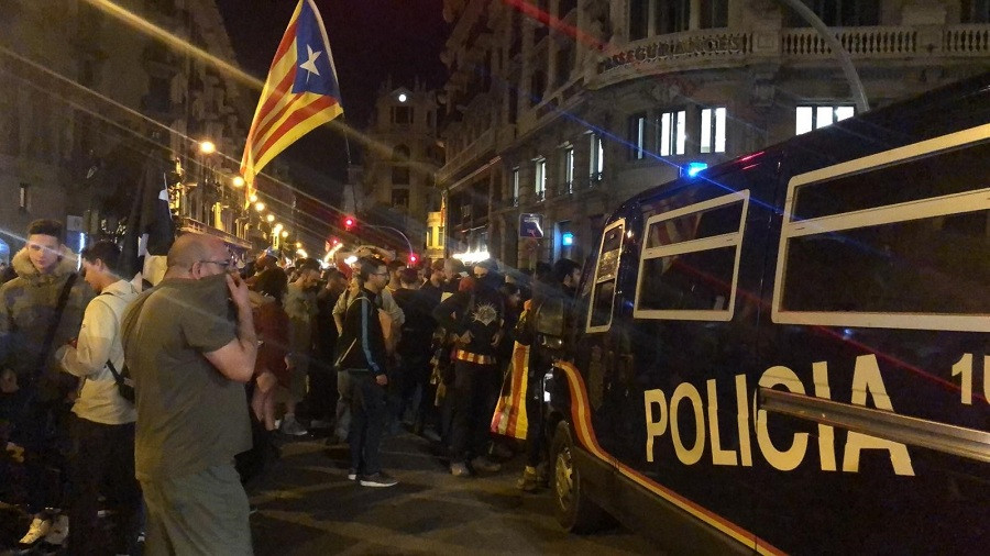 Protestas en la Via Laietana de Barcelona 26 O