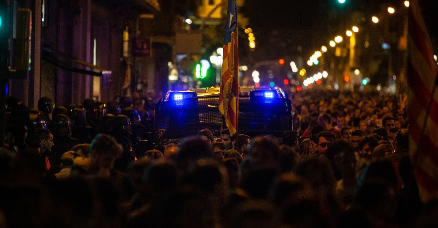 Protesta de independentistas en la Vu00eda Laietana 26 de octubre de 2019