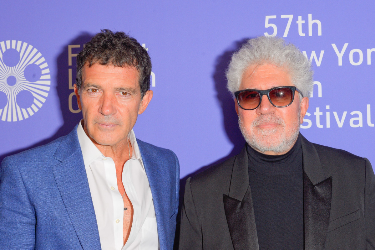 Almodóvar con Banderas (imagen de archivo)