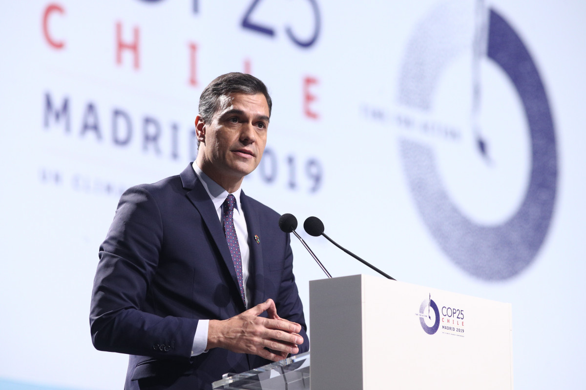 El presidente del Gobierno en funciones, Pedro Sánchez, en el COP25