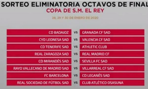 Copa del Rey octavos sorteados