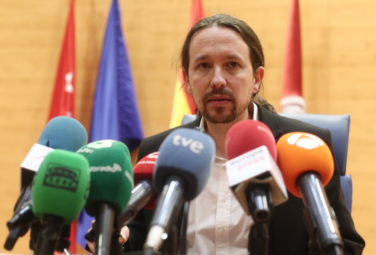 El vicepresidente segundo del Gobierno y ministro de Derechos Sociales y Agenda 2030 de España, Pablo Iglesias, minutos antes de intervenir en el acto 'Reaccionarismo y fascismo en el siglo XXI' en e