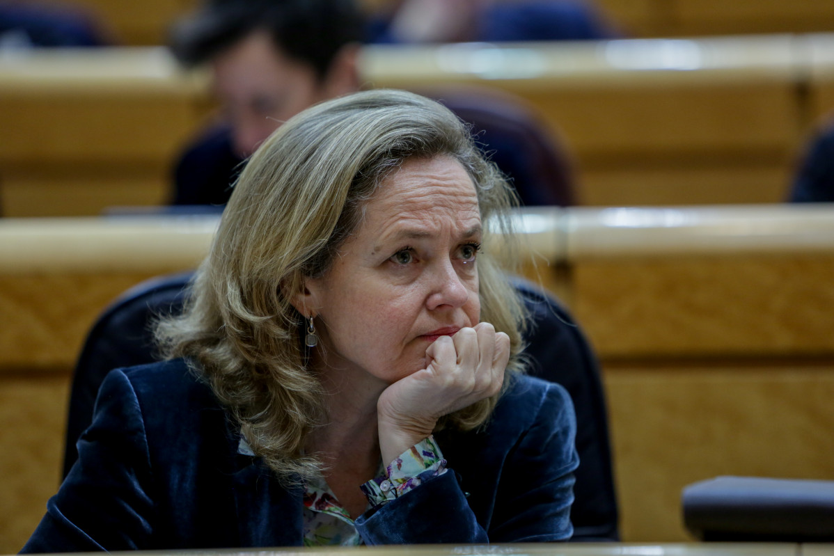 La vicepresidenta tercera y ministra de Asuntos Económicos y Transformación Digital, Nadia Calviño, durante la sesión de control al Gobierno en el Senado el pasado 3 de marzo.