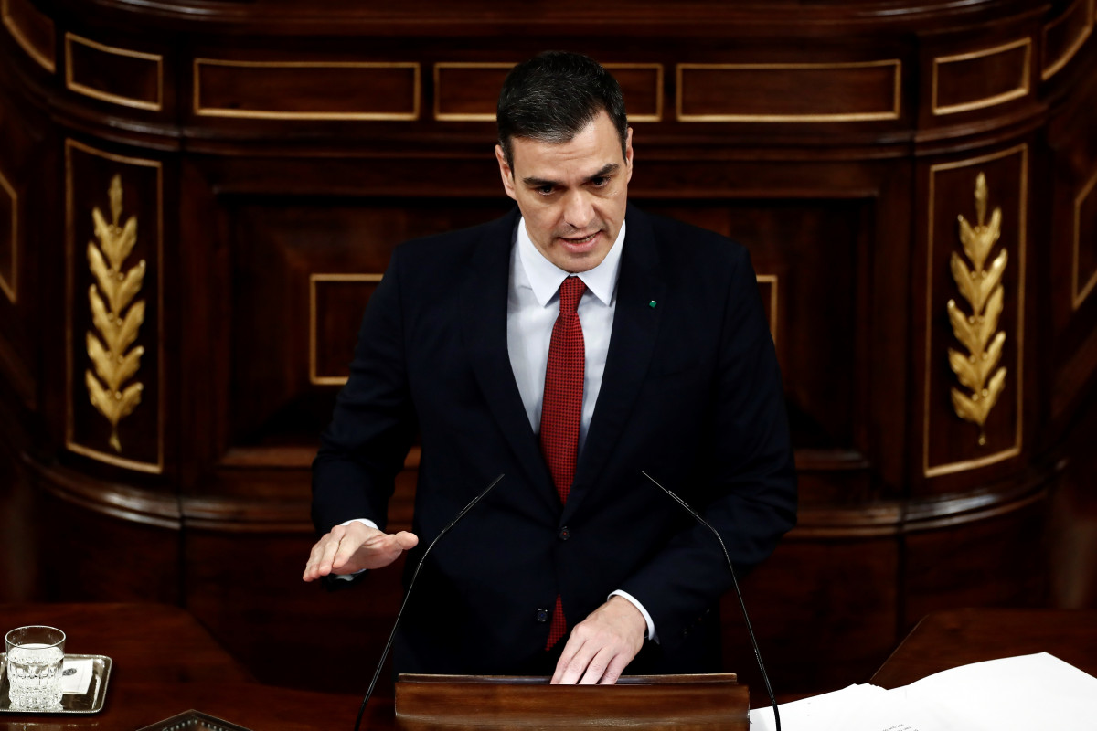 El presidente del Gobierno, Pedro Sánchez,  en el Pleno del Congreso