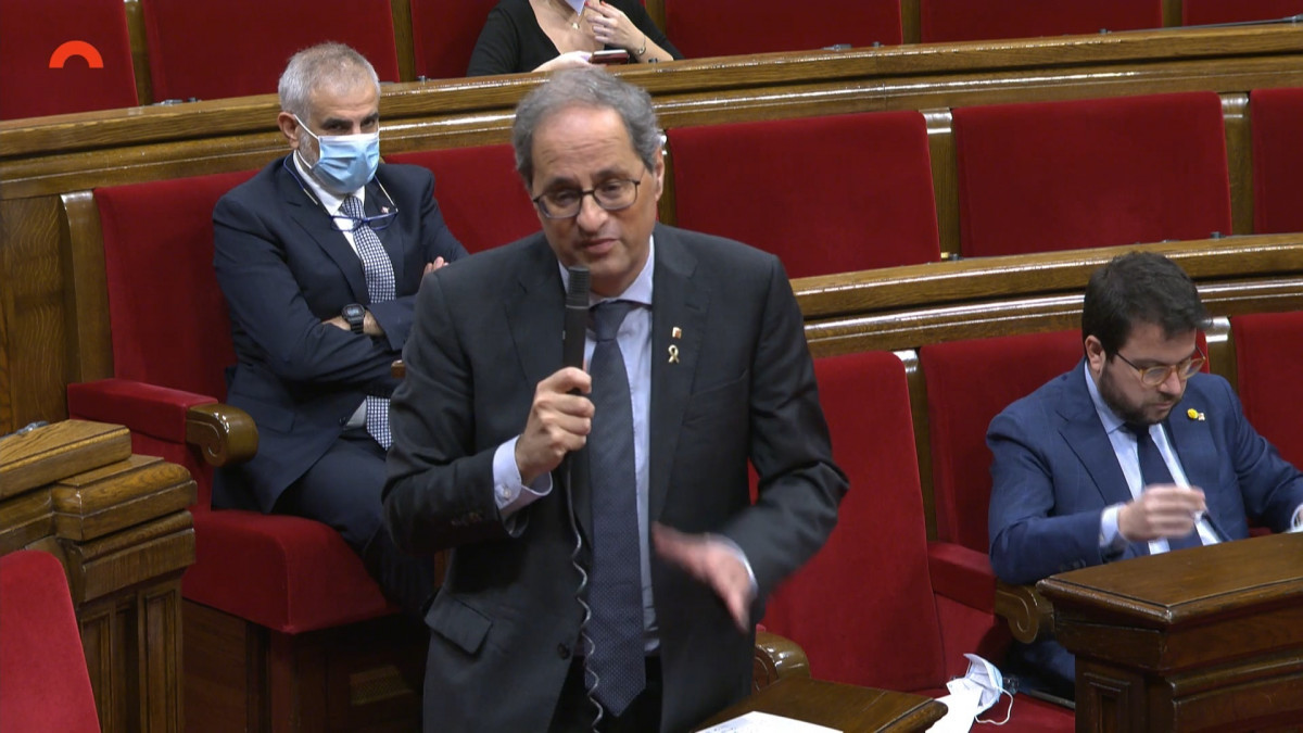 El presidente del Govern, Quim Torra, en el pleno del Parlament del 21 de mayo.