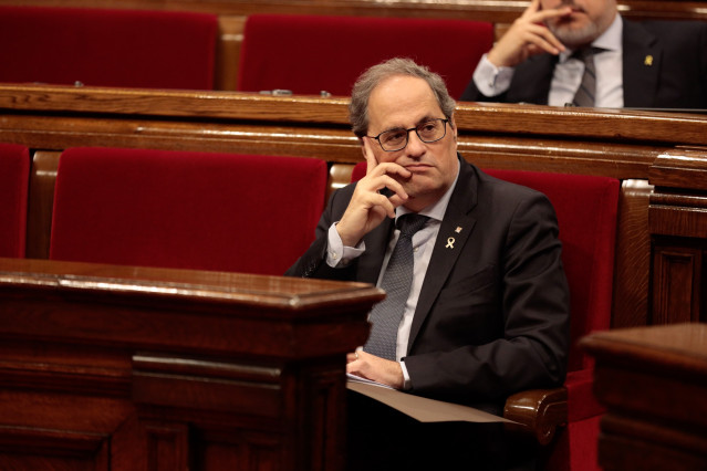 El presidente del Govern, Quim Torra, en el pleno del Parlament del 3 de junio.