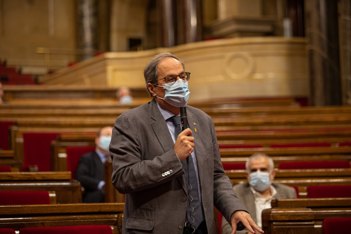 El presidente de la Generalitat, Quim Torra, en el pleno del Parlament