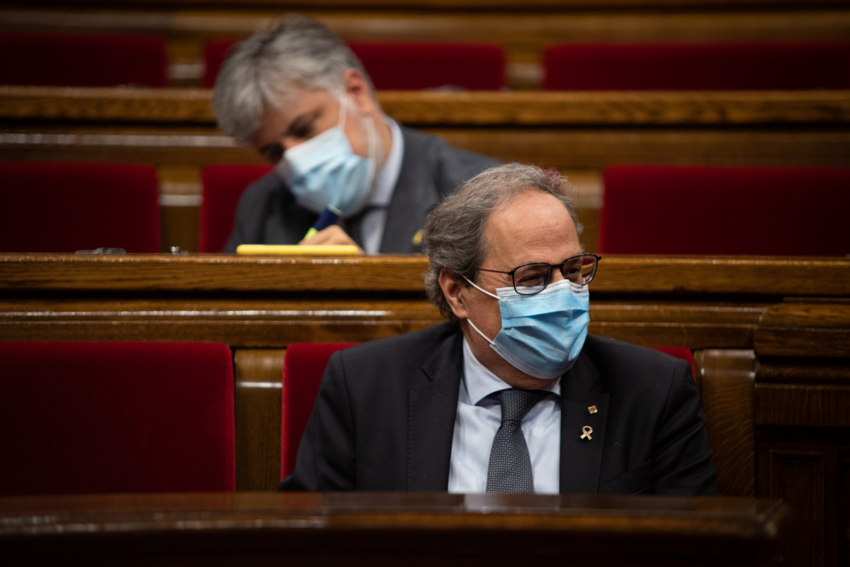 El presidente de la Generalitat, Quim Torra, durante un pleno en el Parlament.