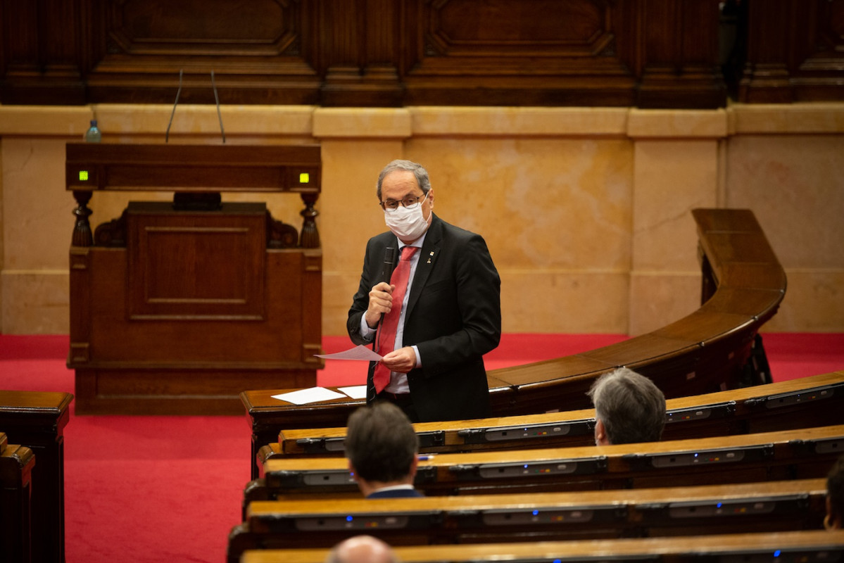 El presidente de la Generalitat, Quim Torra, en el pleno del Parlament