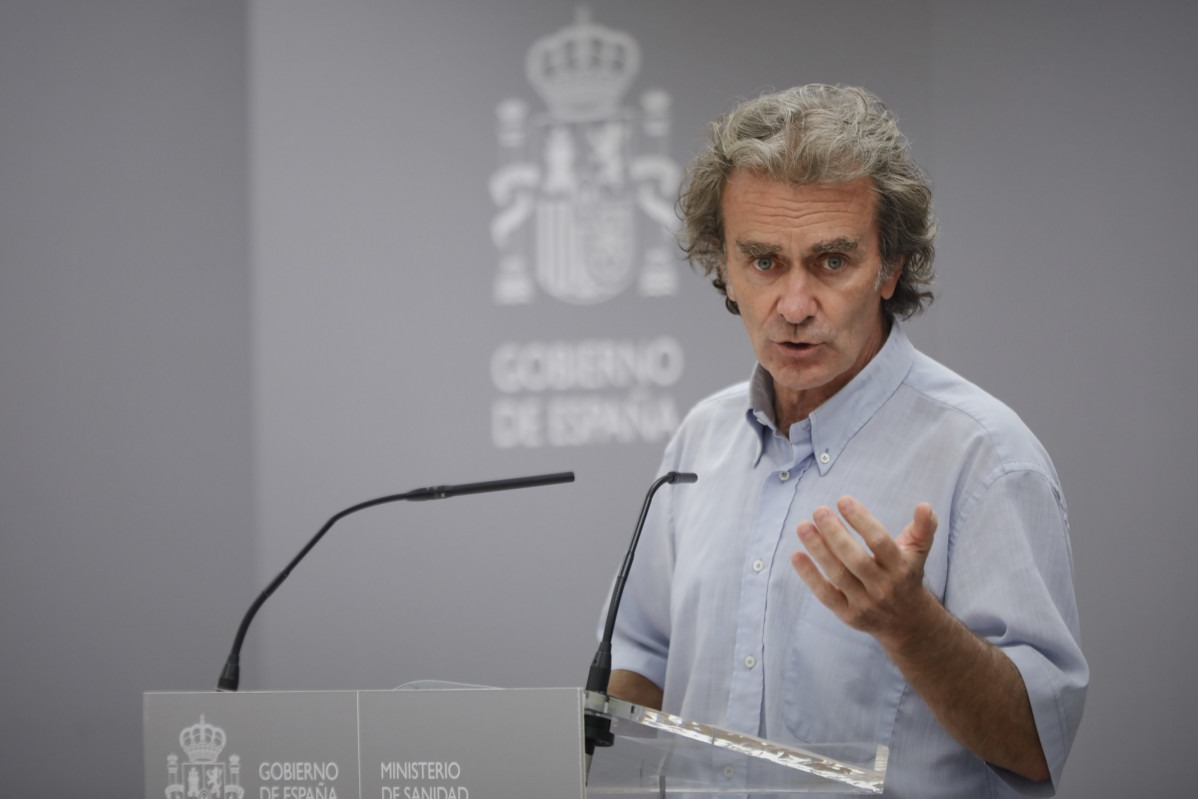 Como todos los jueves, el director del Centro de Coordinación de Alertas y Emergencias Sanitarias, Fernando Simón, informa en rueda de prensa de la evolución de la COVID-19 en la Sede del Ministeri