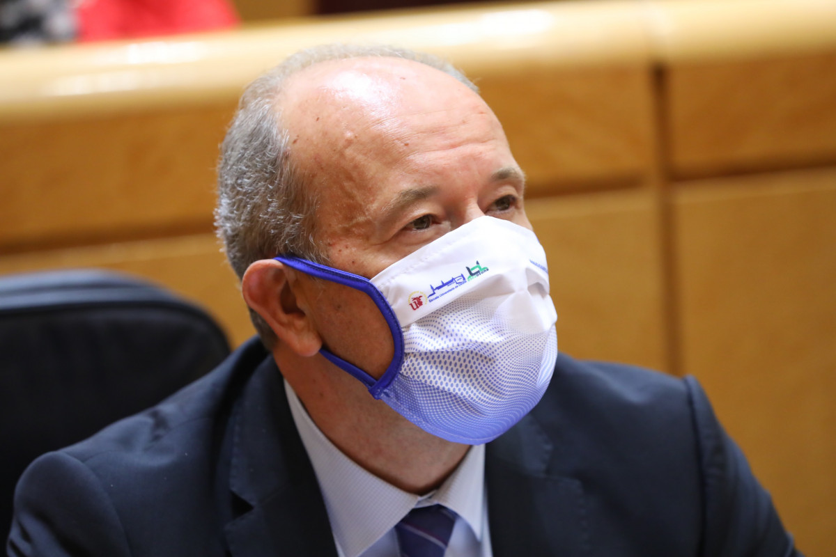 El ministro de Justicia, Juan Carlos Campo, durante una sesión de control al Gobierno en el Senado, en Madrid (España)