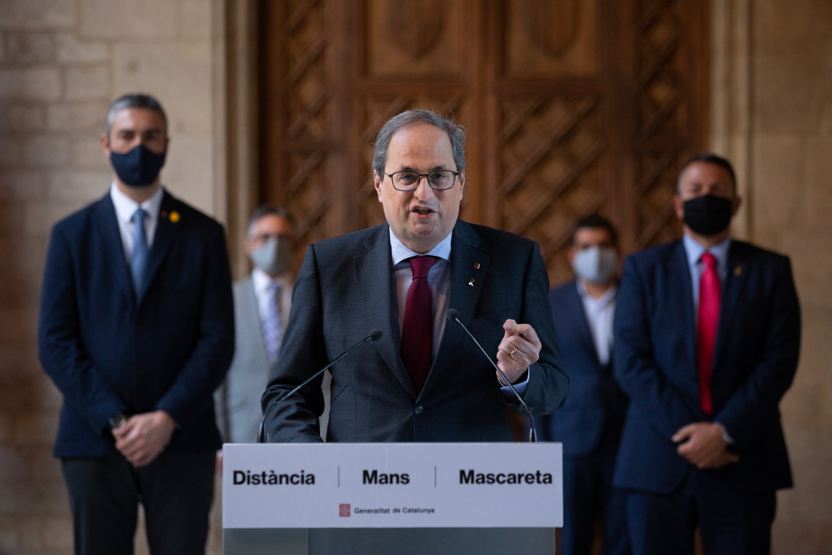 El president de la Generalitat, Quim Torra, realiza una declaración institucional horas después de conocerse su inhabilitación.