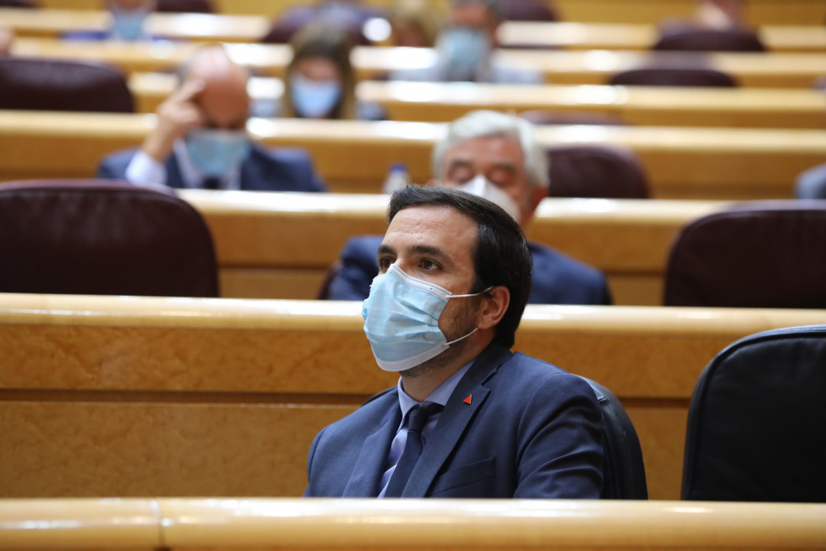 El ministro de Consumo, Alberto Garzón, durante una sesión de control al Gobierno en el Senado, en Madrid (España), a 22 de septiembre de 2020.