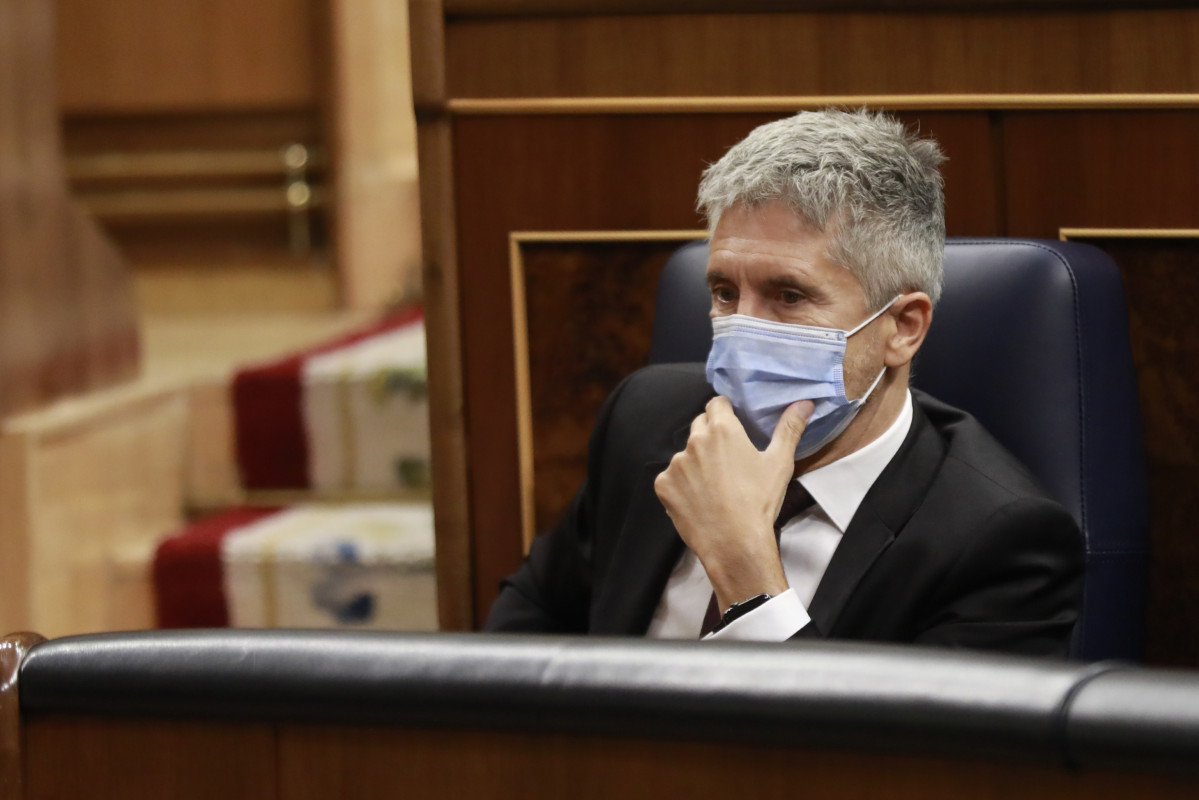 El ministro de Interior, Fernando Grande-Marlaska, durante una sesión de control en el Congreso