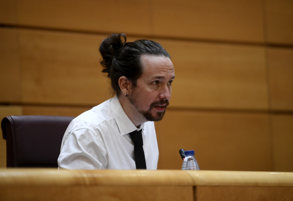 El vicepresidente segundo y ministro de Derechos Sociales y Agenda 2030, Pablo Iglesias, comparece en el Senado en Comisión para las Políticas Integrales de la Discapacidad, en Madrid (España), a 8