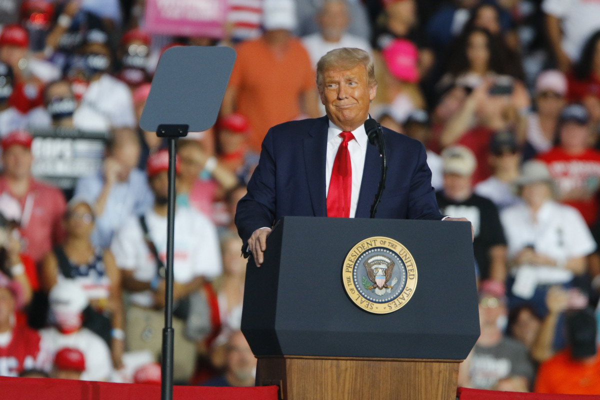 El presidente de Estados Unidos, Donald Trump, durante un mitin electoral celebr