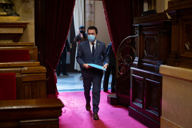 El vicepresidente de la Generalitat, Pere Aragonès, esta semana en el Parlament