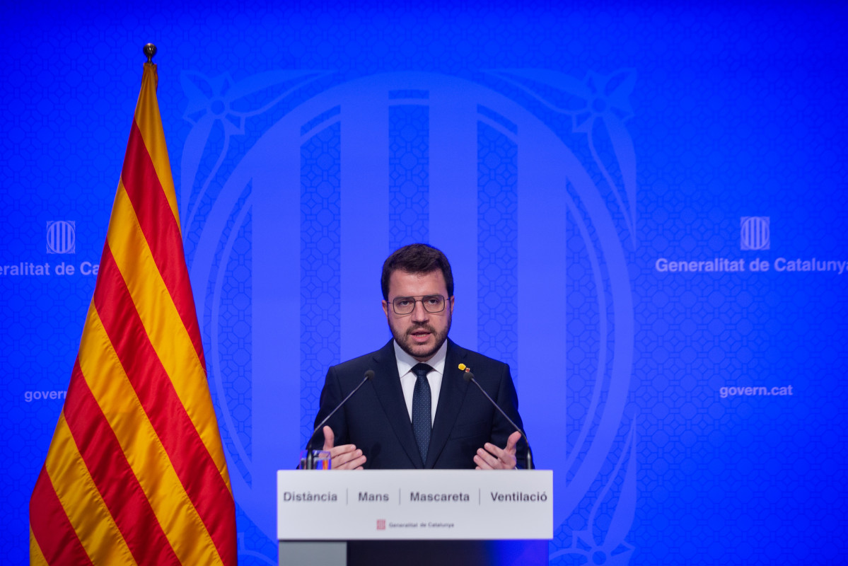 El presidente de la Generalitat, Pere Aragonès, en rueda de prensa posterior al Consell Executiu.