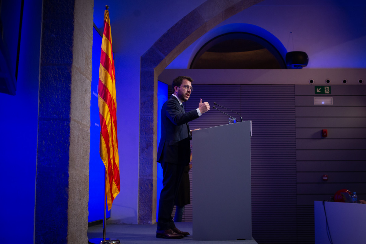 El presidente de la Generalitat, Pere Aragonès, en rueda de prensa posterior al Consell Executiu.