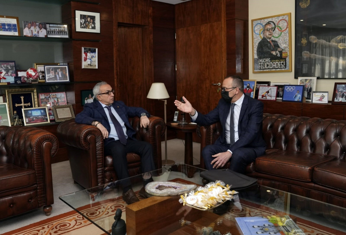 Foto de archivo del consejero aragonés de Educación, Cultura y Deporte, Felipe Faci, en una reunión con el presidente del Comité Olímpico Español, Alejandro Blanco, en Madrid