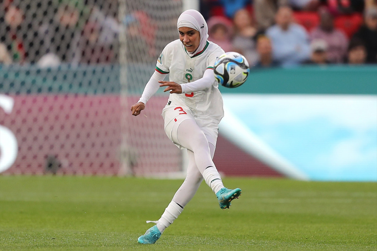 EuropaPress 5360535 nouhaila benzina of morocco kicks the ball during the fifa womens world cup