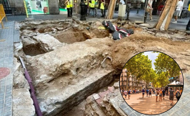 Descubren una entrada de la muralla medieval de Barcelona gracias a las obras de las Ramblas