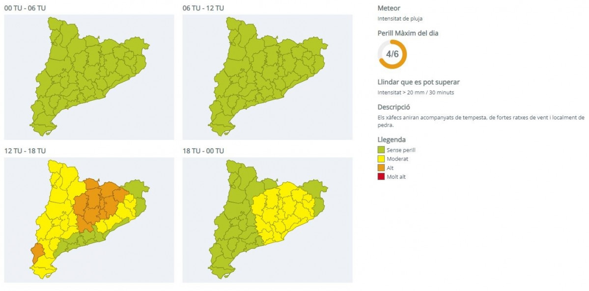 EuropaPress 6126164 mapa prevision lluvias intensas catalunya