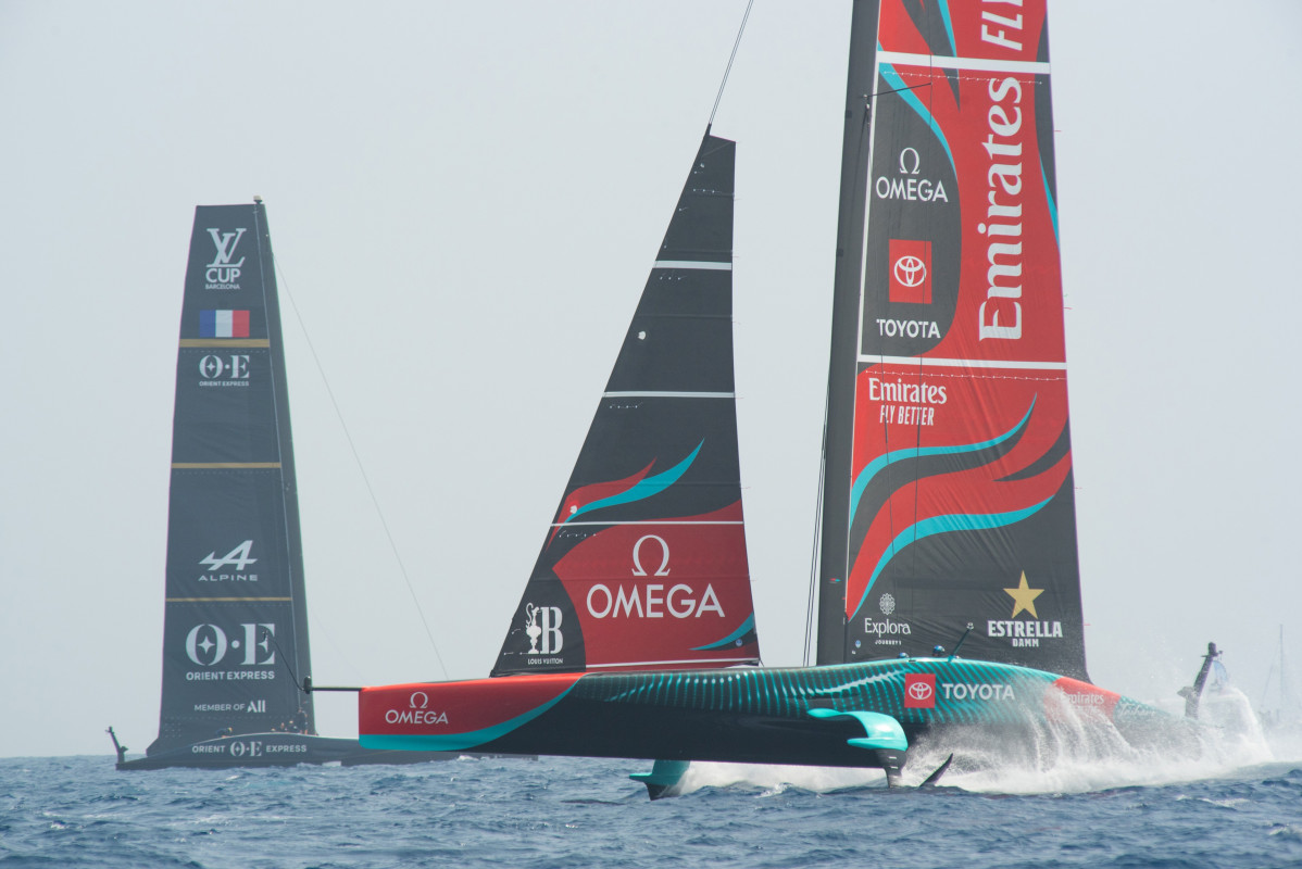 Vista de la primera jornada de la regata preliminar de la Copa América, en el Port de Barcelona, a 22 de agosto de 2024, en Barcelona