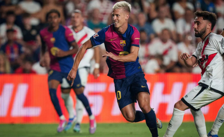 Llegar y besar el santo: un gran Dani Olmo da los 3 puntos al Barça en Vallecas (1-2)