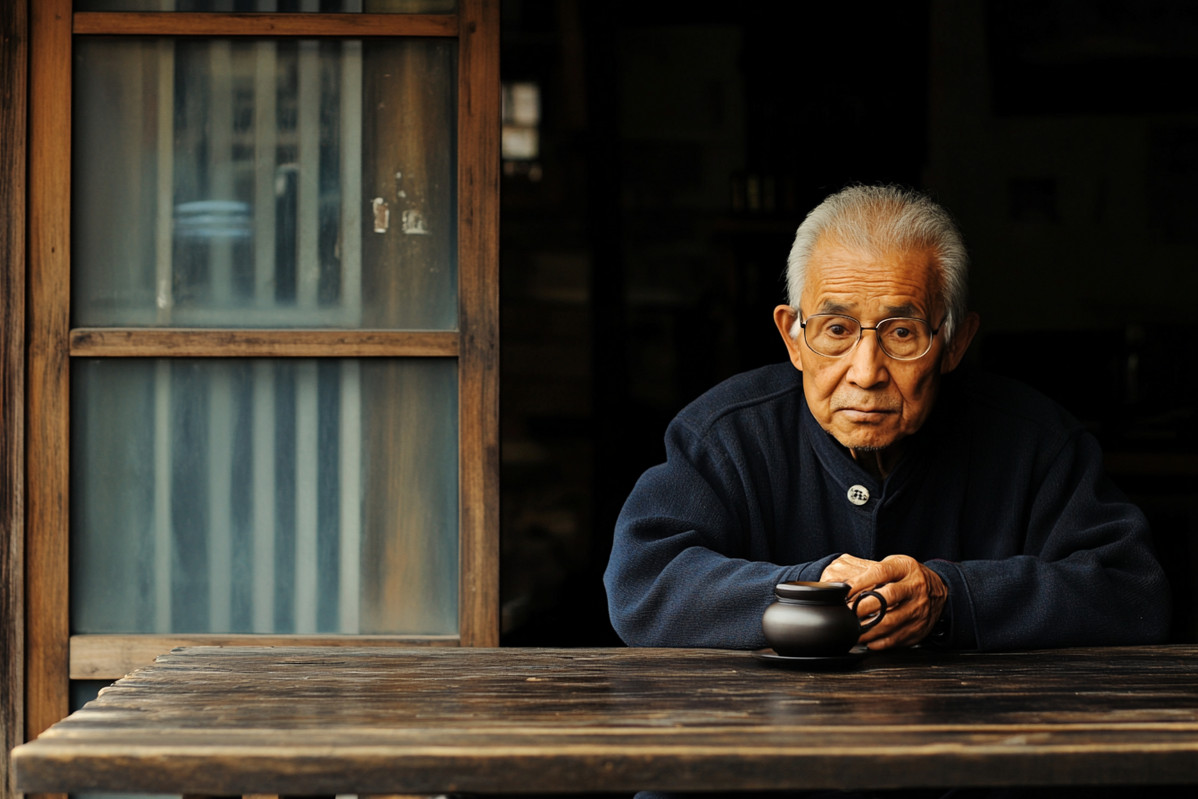 Portrait man drinking tea