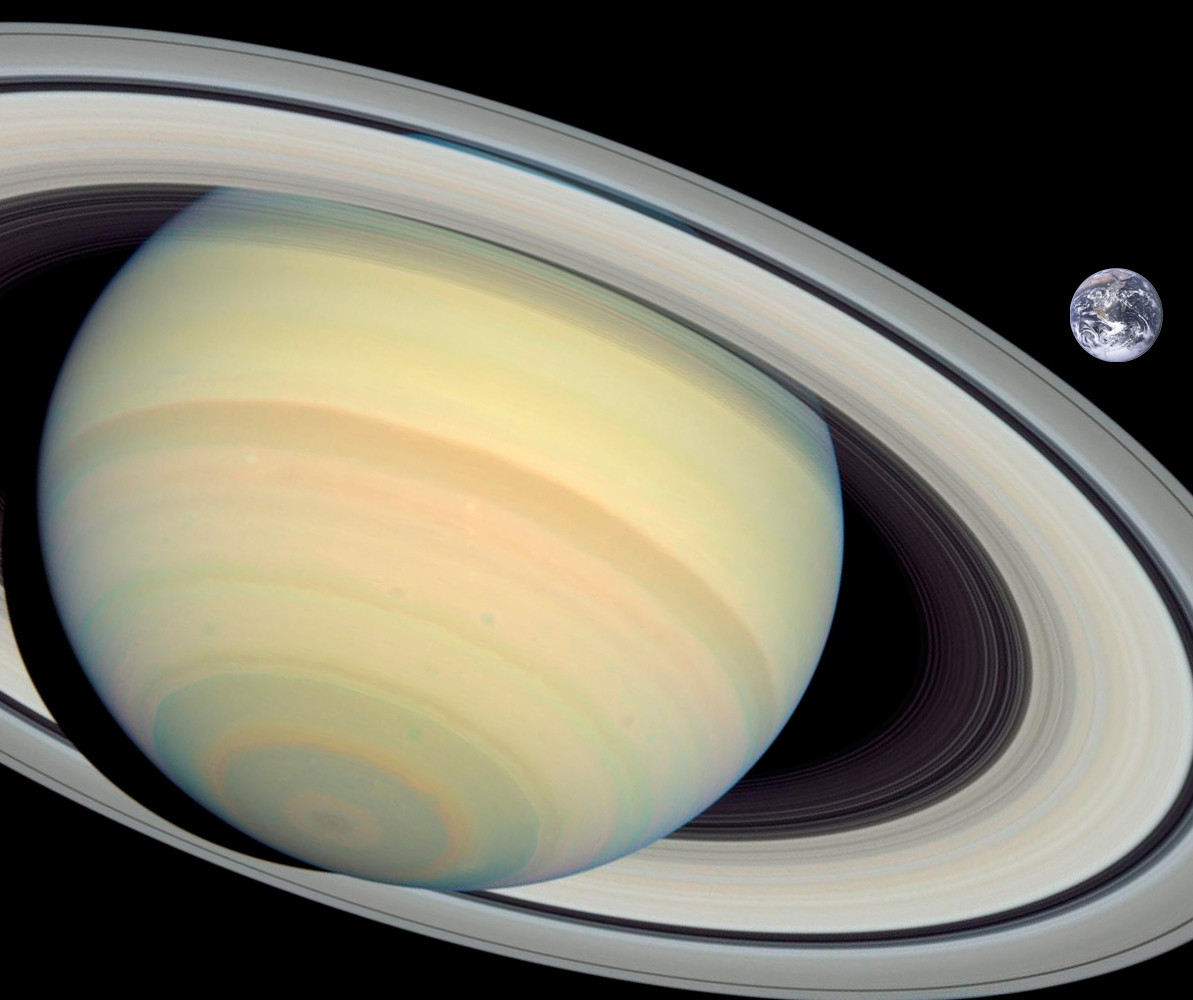 Saturn, Earth size comparison 2