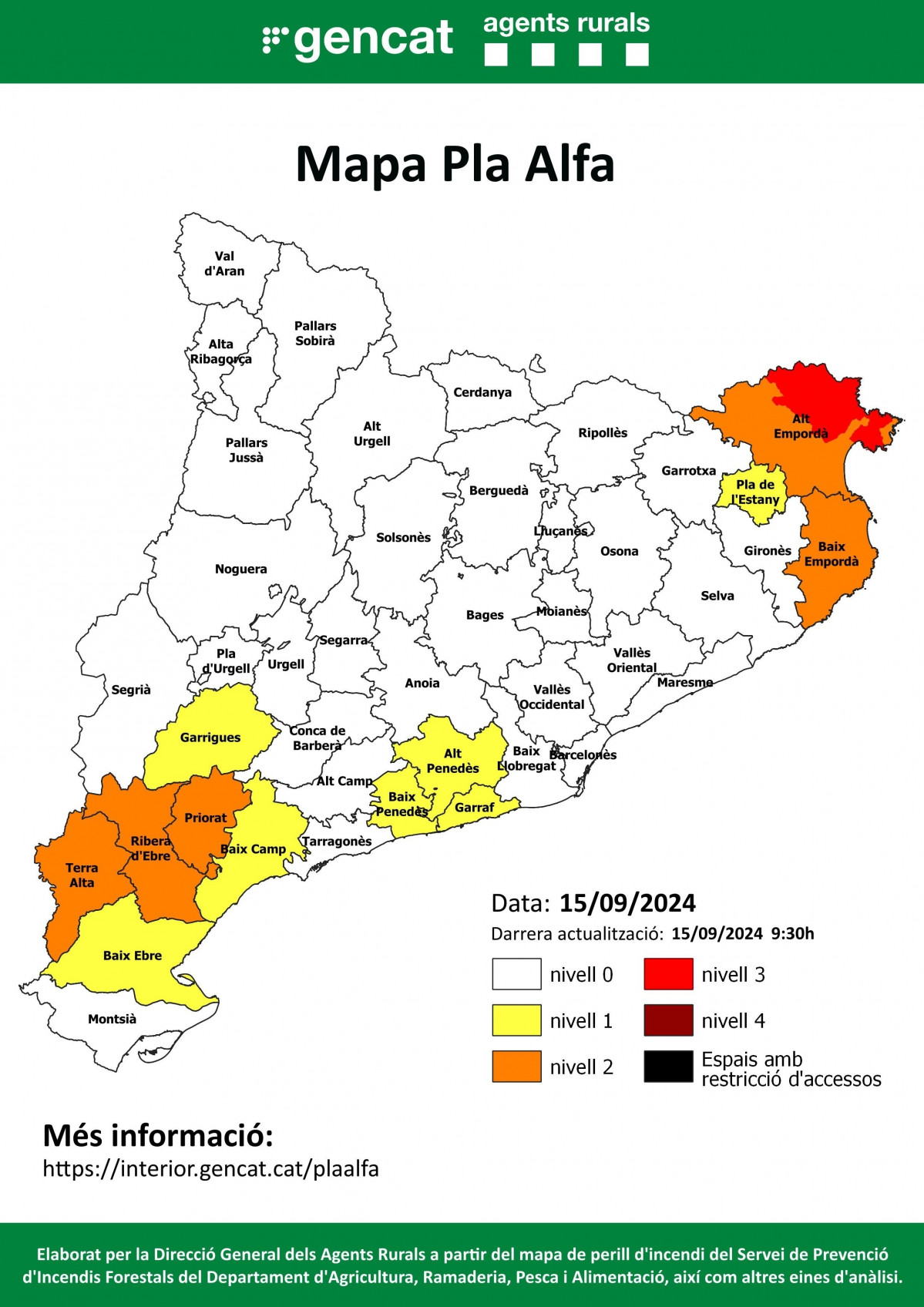 EuropaPress 6212437 mapa avisos plan alfa catalunya 15 septiembre 2024