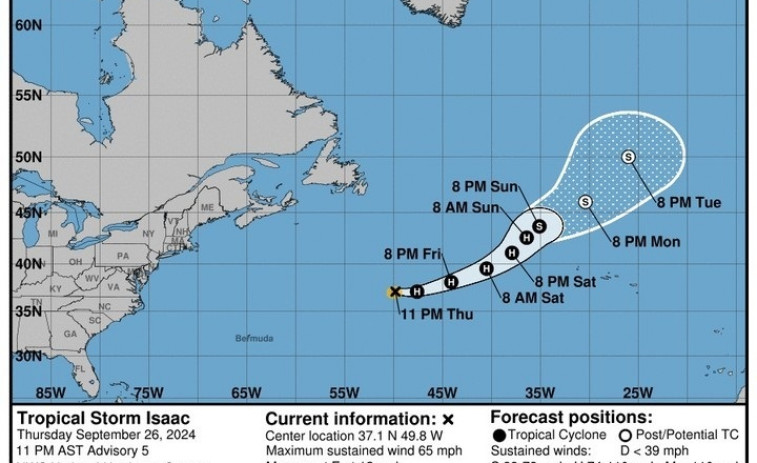 El ciclón tropical 'Isaac' bajará la intensidad y llegará a la Península en forma de borrasca