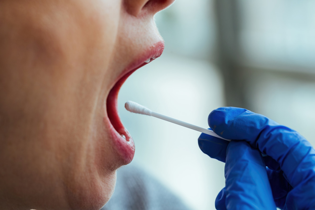 Closeup patient getting tested coronavirus disease