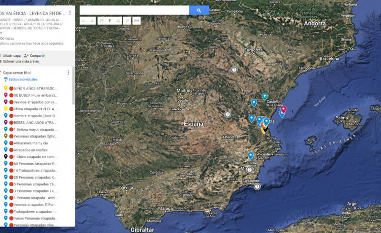 Crean un mapa abierto donde las personas en apuros por la DANA pueden indicar donde están