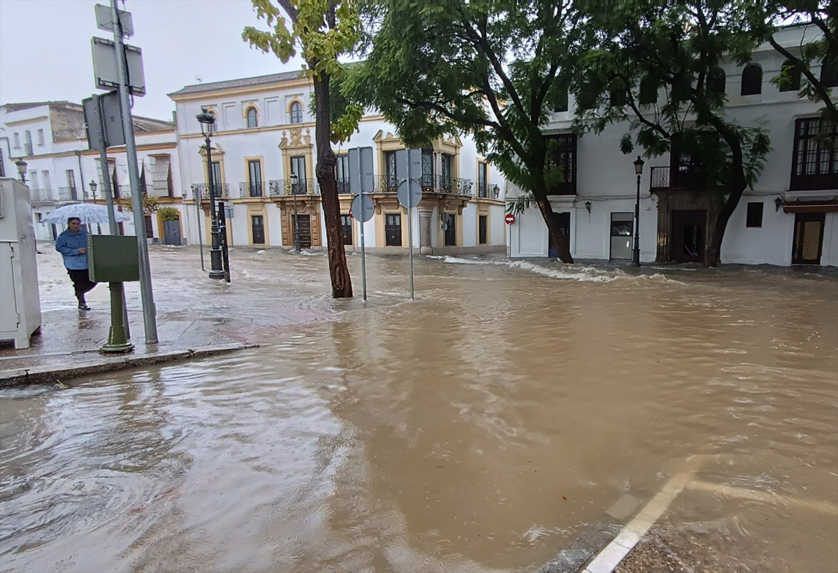 EuropaPress 6312355 calle porvera jerez agua acumulada lluvias dana atraviesa provincia 30