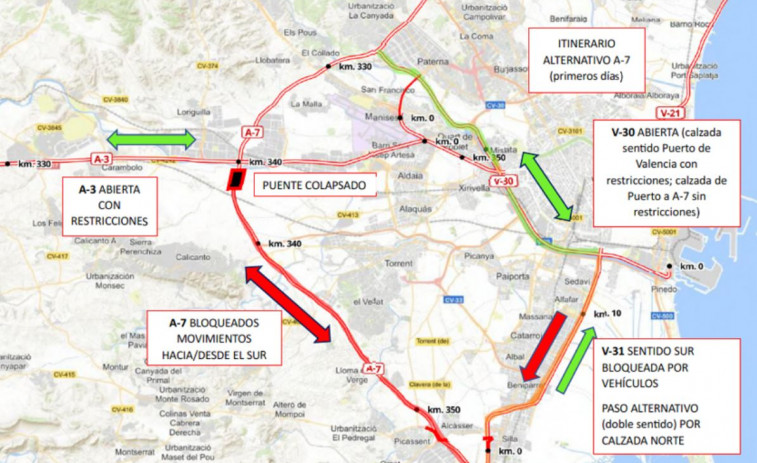 Actualización del estado de carreteras, puertos y aeropuertos y trenes en Valencia por la DANA