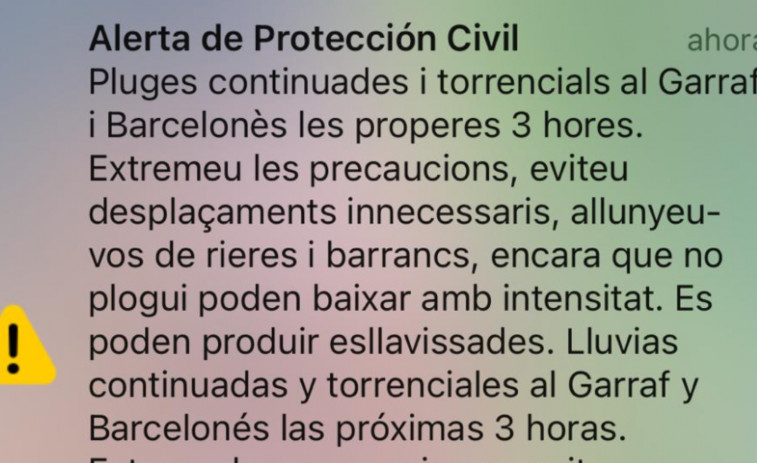 Alerta de Protecció Civil en el Barcelonès: las lluvias intensas caen en la capital de Catalunya