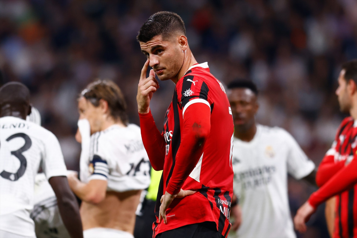 EuropaPress 6324431 alvaro morata of ac milan gestures during the uefa champions league 2024 25