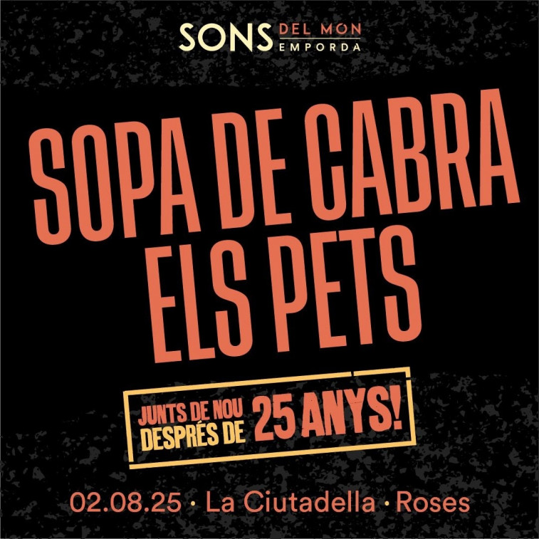 Sopa de Cabra y Els Pets, dos iconos del rock catalán, juntos en Roses tras 25 años