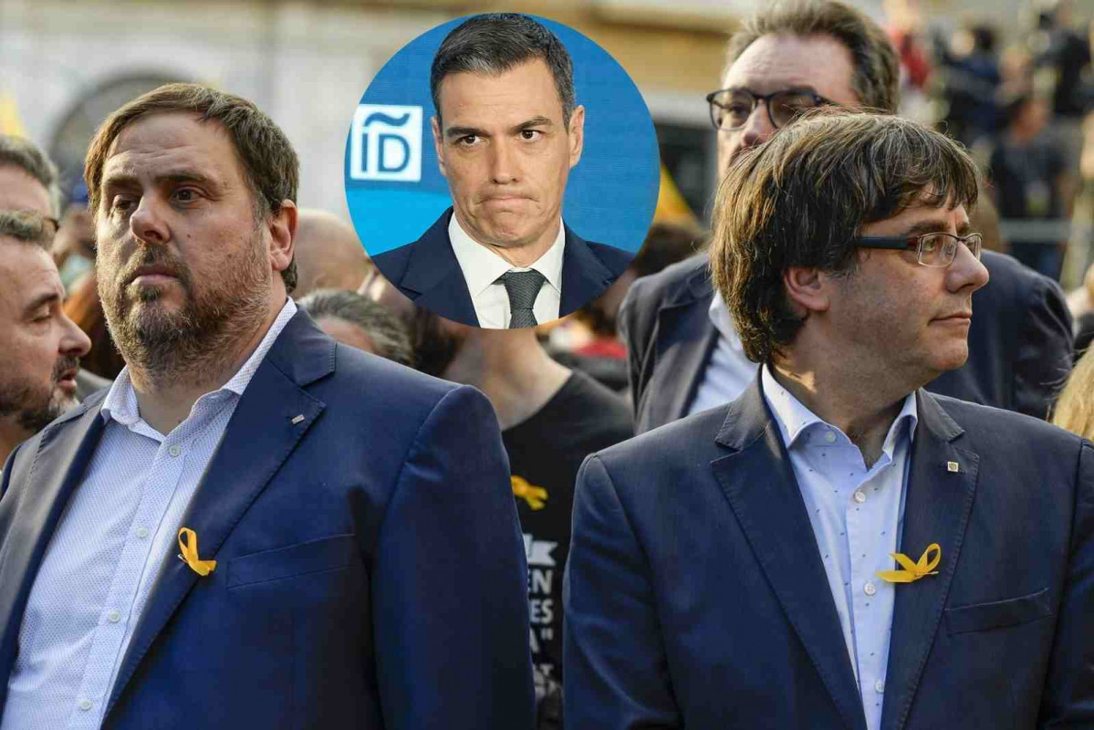 Oriol Junqueras, Pedro Sánchez y Carles Puigdemont, de izquierda a derecha