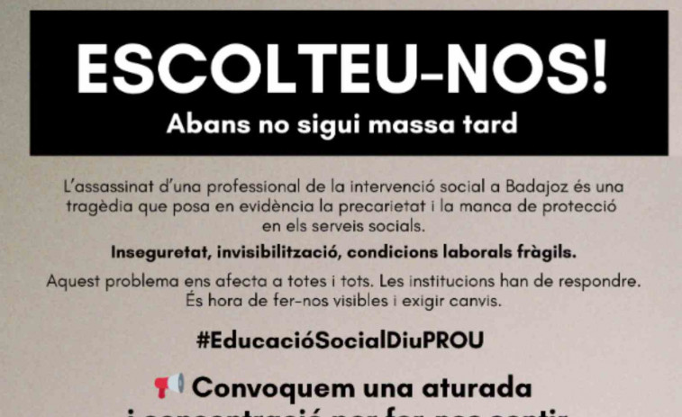 ¡Es hora de actuar! Educadores sociales de Catalunya salen a las calles tras asesinato en Badajoz